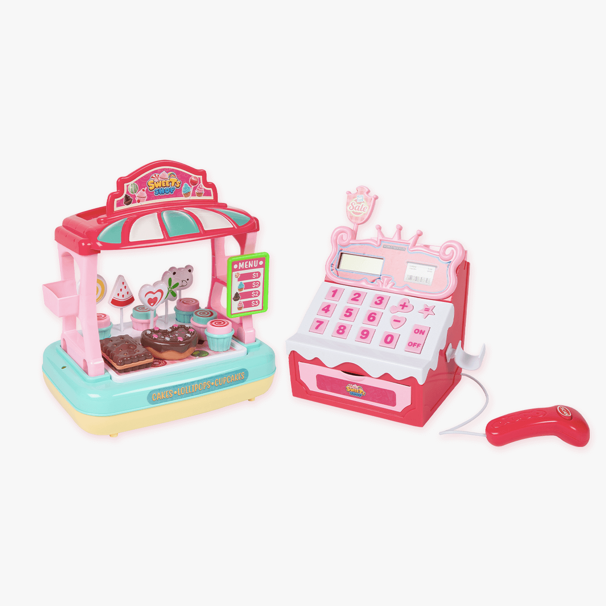 Tienda de dulces con caja registradora de juguete
