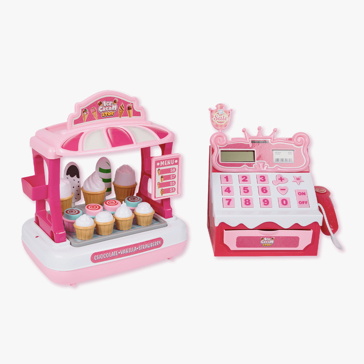 Tienda de helados con caja registradora de juguete