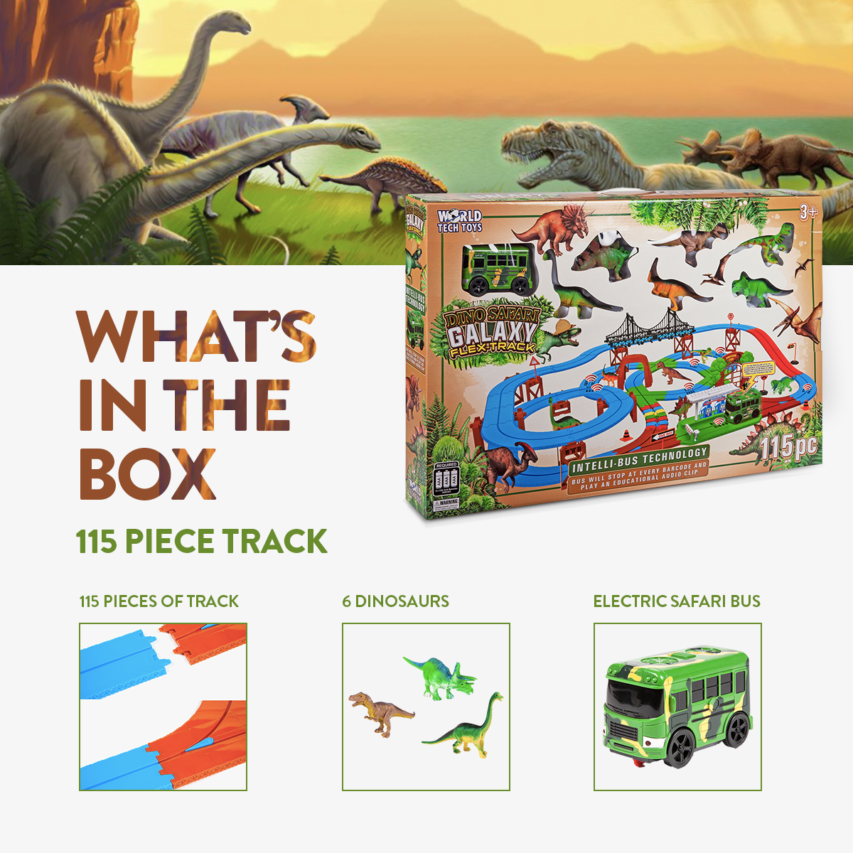 Intelli Bus Dino Safari Galaxy Flex-Track (115 piezas)