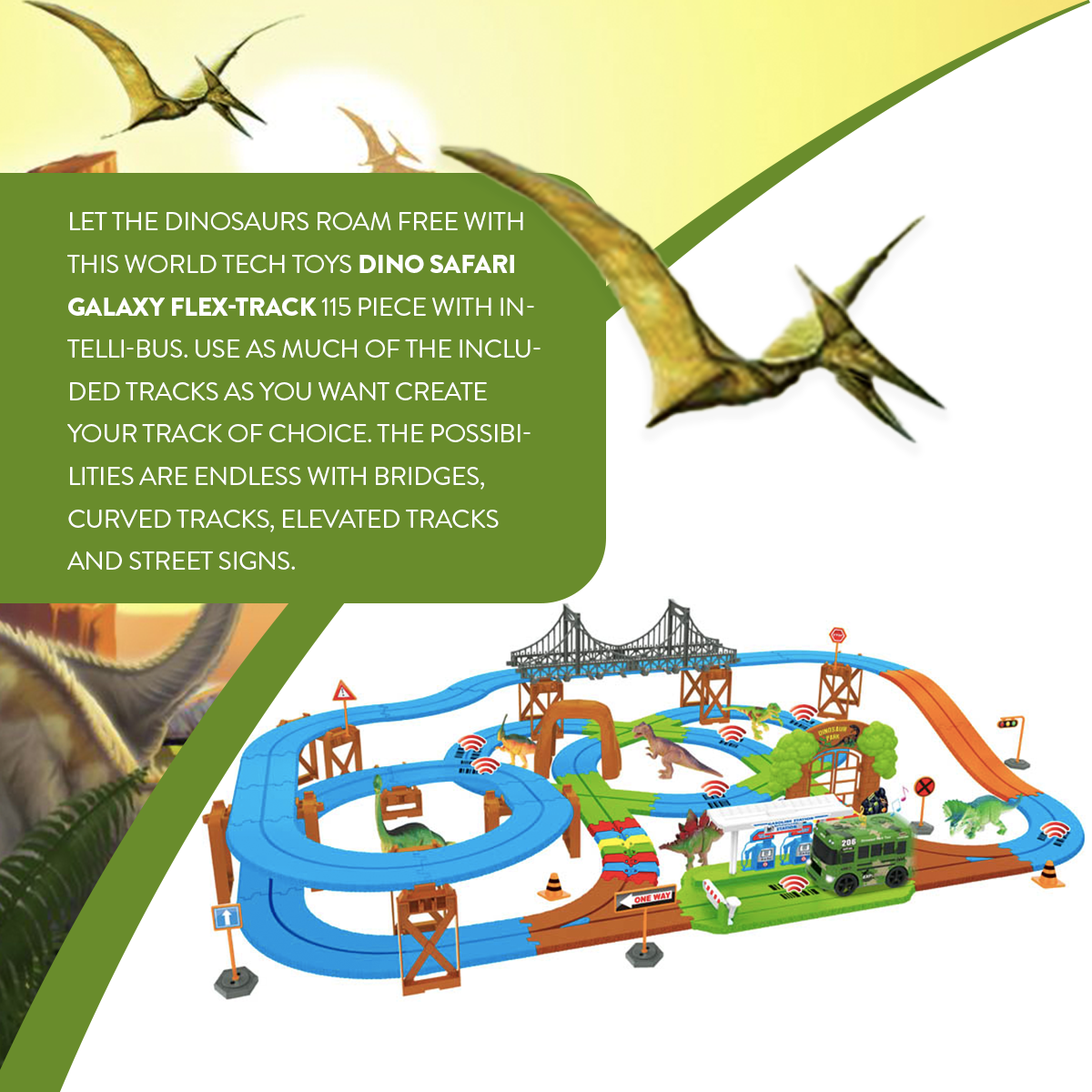 Intelli Bus Dino Safari Galaxy Flex-Track (115 piezas)