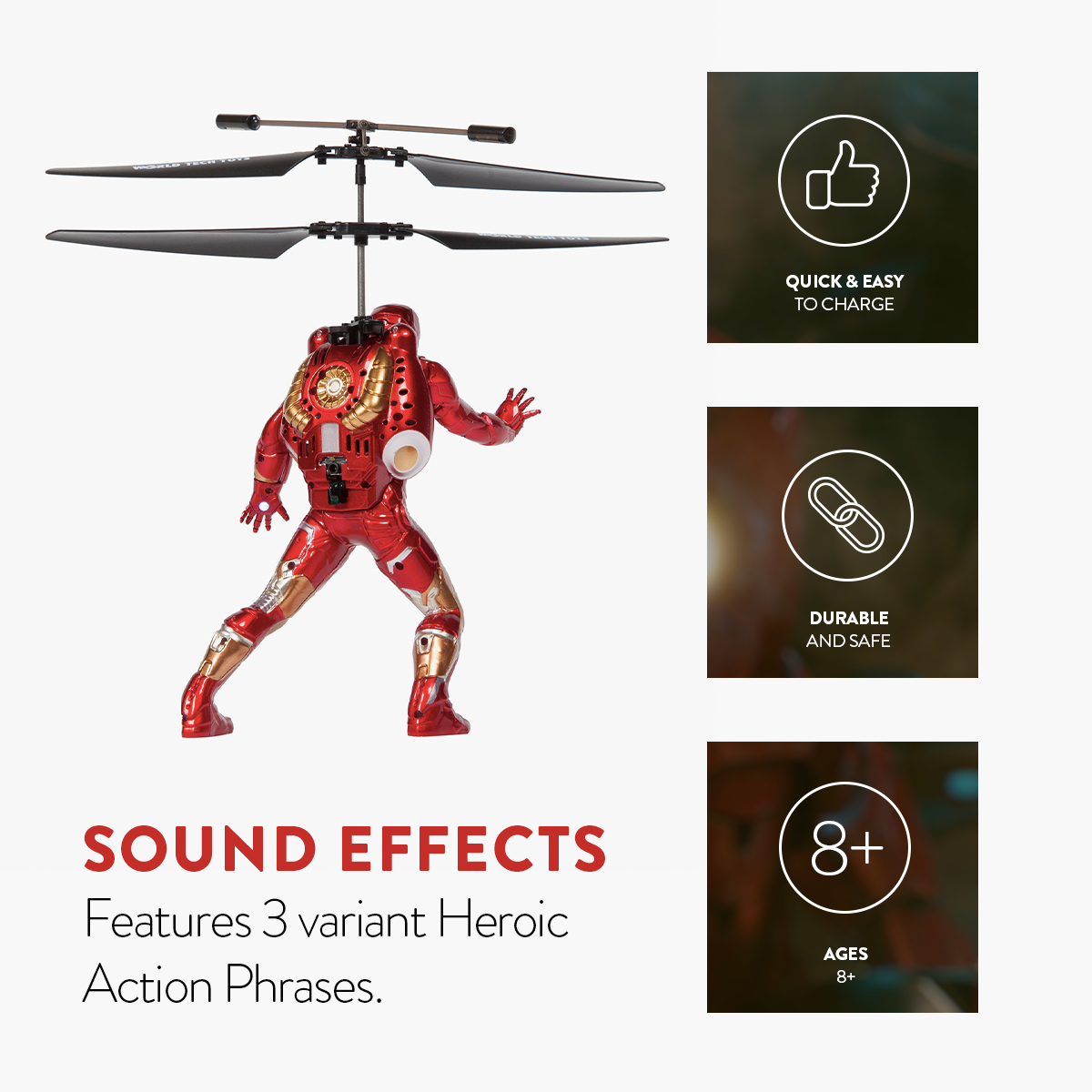 Figura voladora de Iron Man con control remoto
