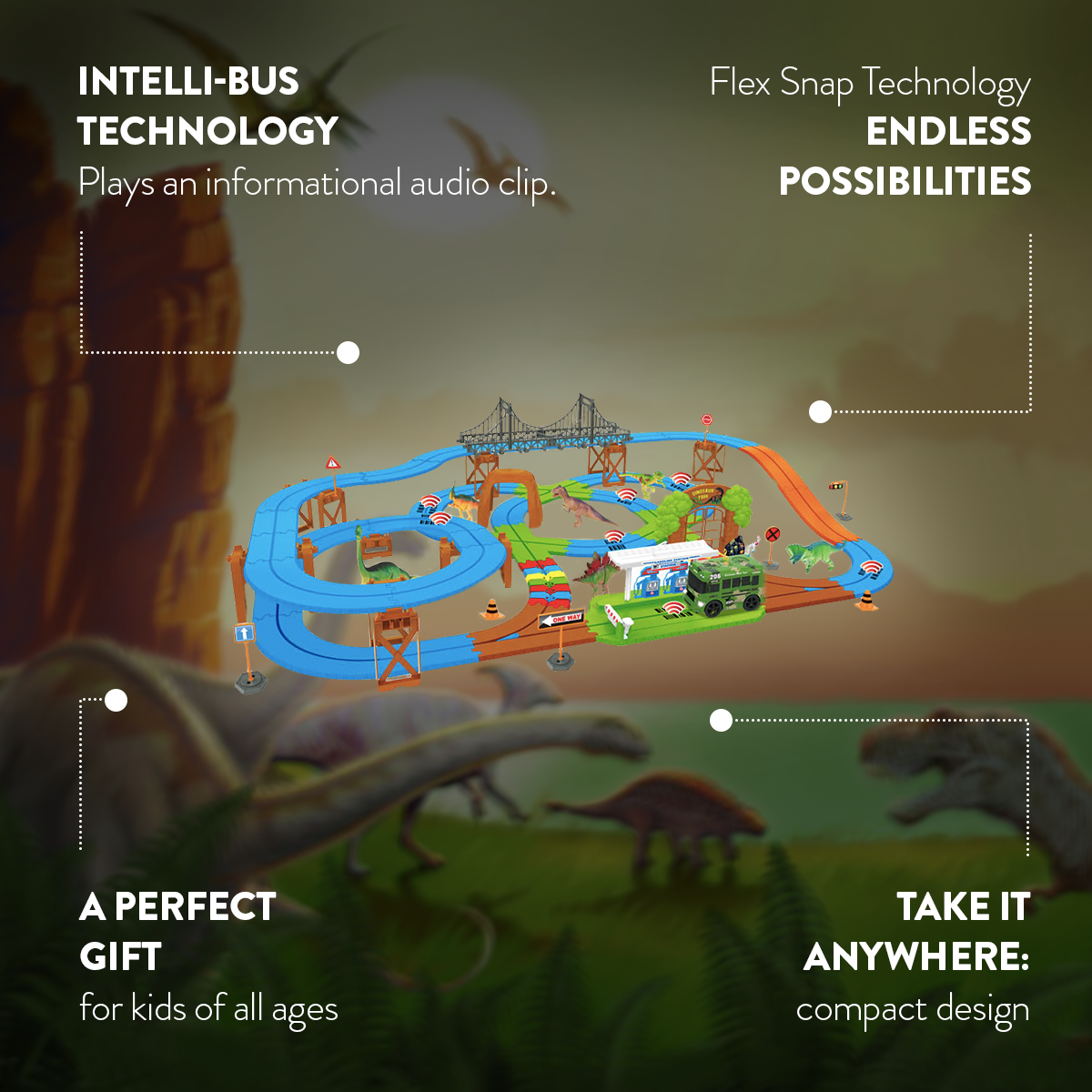 Intelli Bus Dino Safari Galaxy Flex-Track (115 piezas)