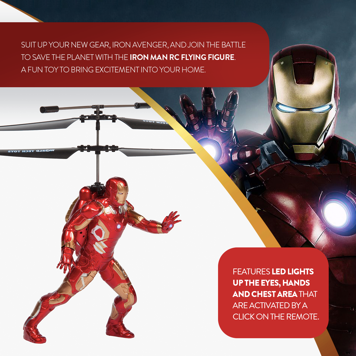Figura voladora de Iron Man con control remoto