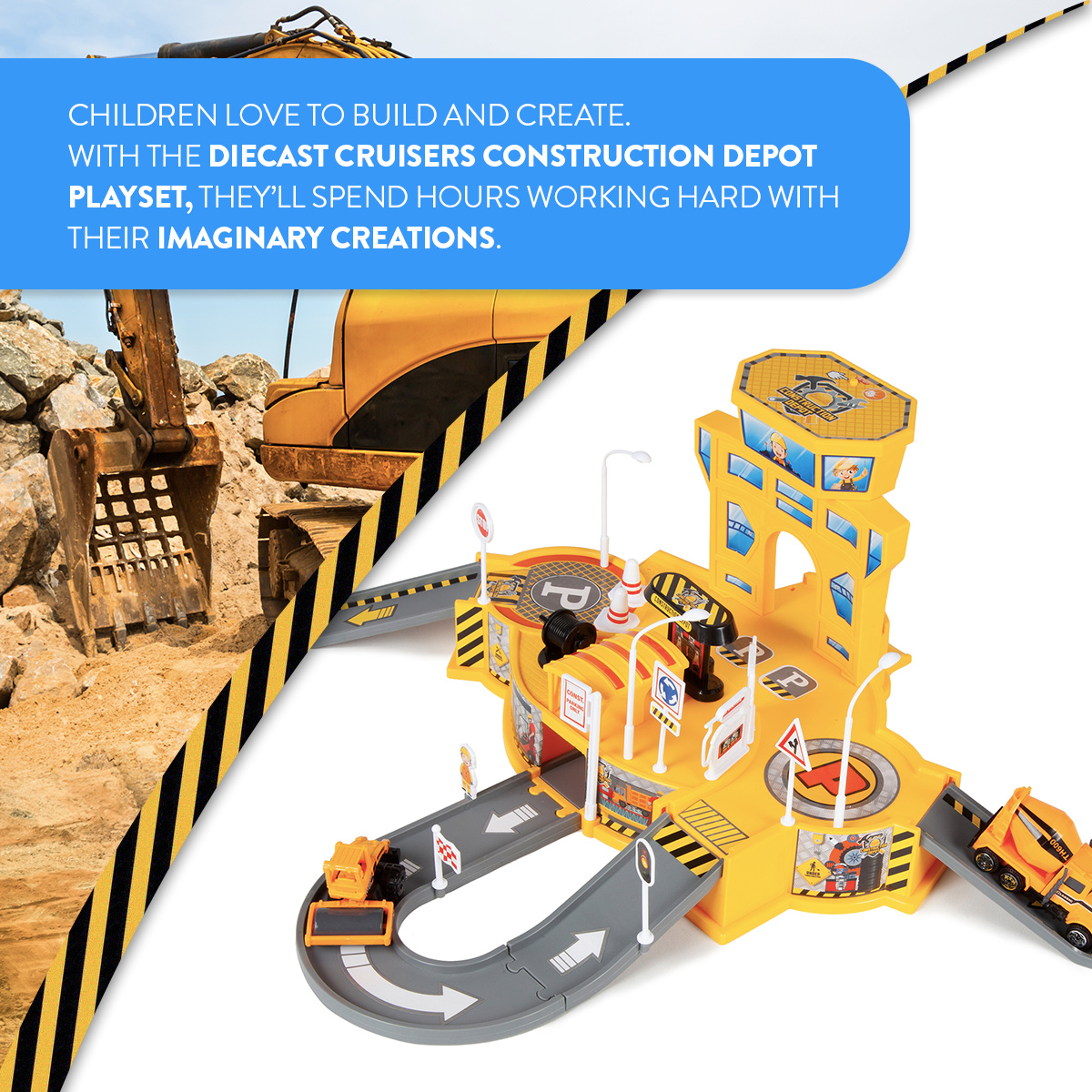 Set de juego Depósito de construcción para coches de juguete Diecast Cruisers