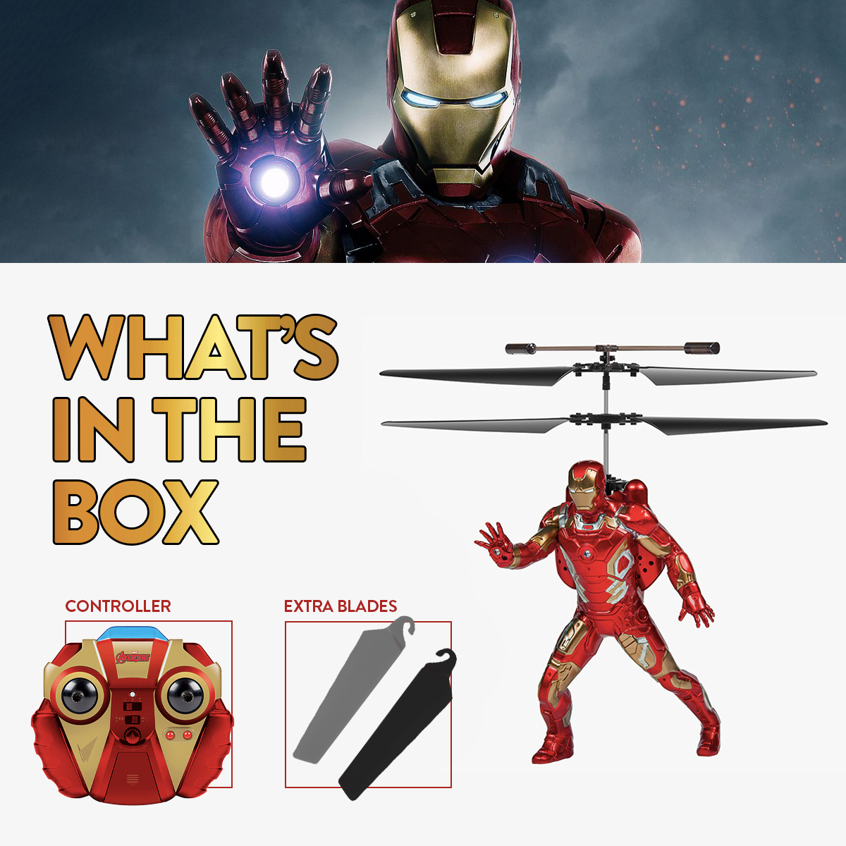 Figura voladora de Iron Man con control remoto