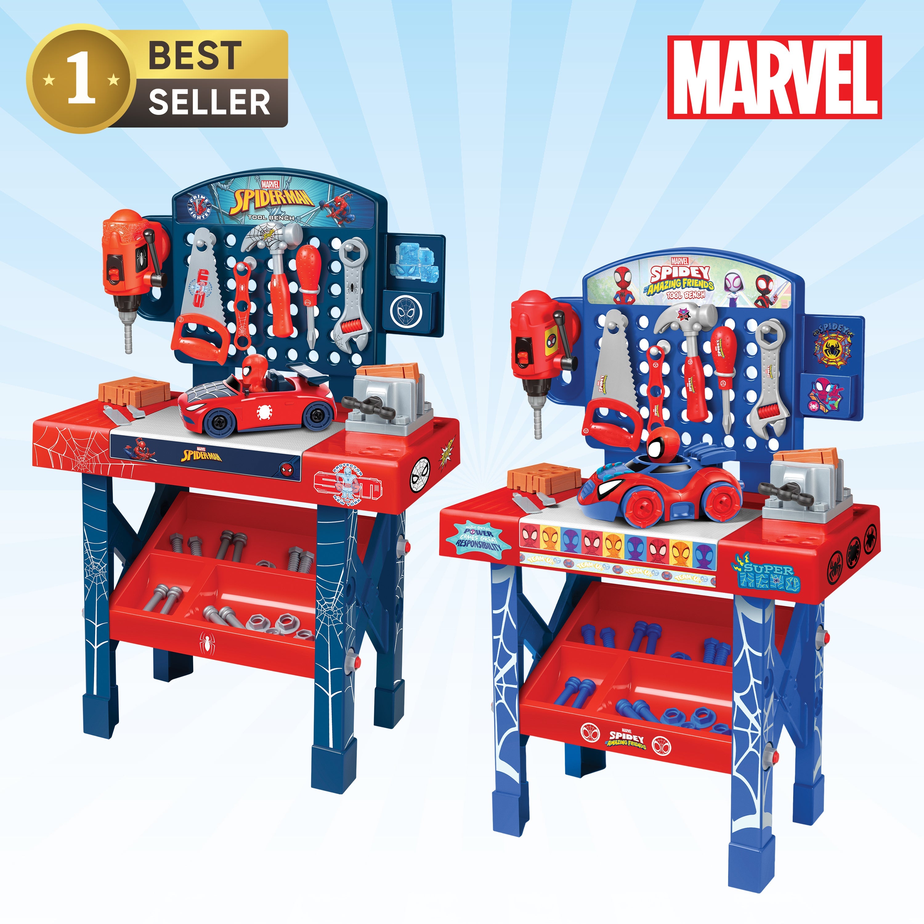 Spider-Man & Spidey Tool Bench Playsets with Take Apart Car (55 Pieces)