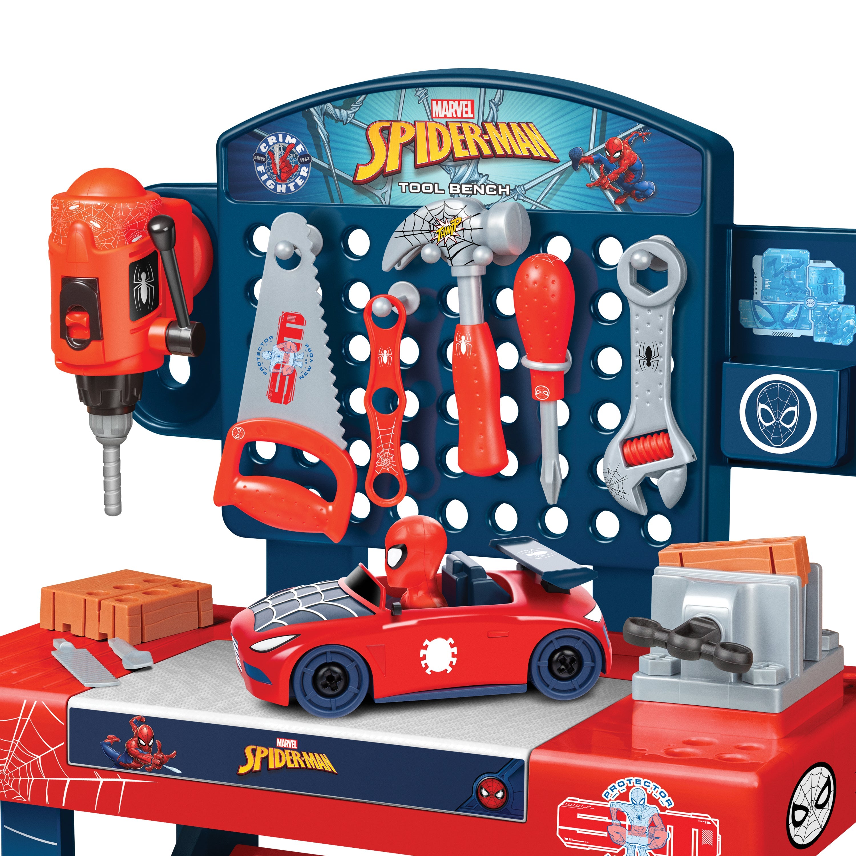 Spider-Man Tool Bench Playset with Take Apart Car (55 Pieces)