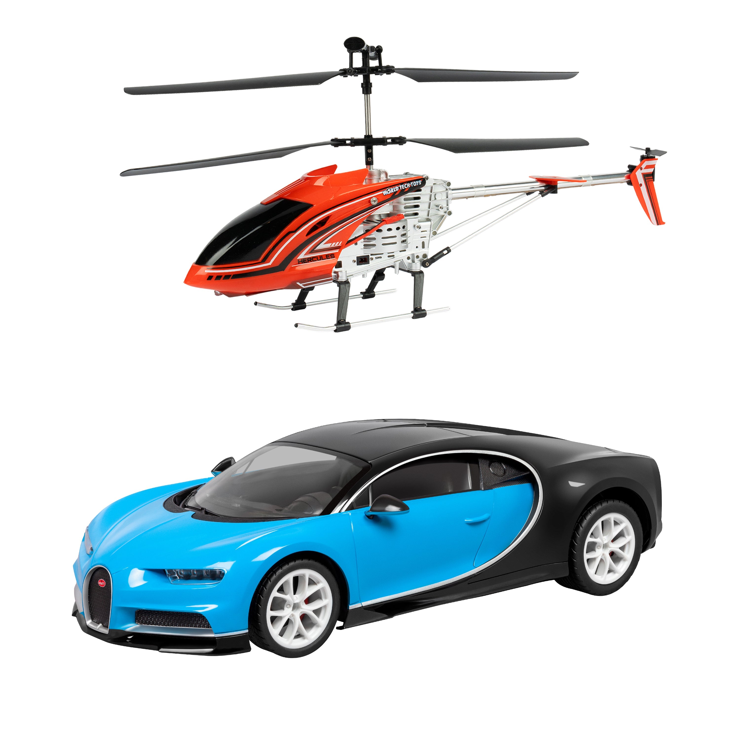 Bugatti Chiron RC Car & 3.5 Channel Gyro Helicopter Pursuit Set