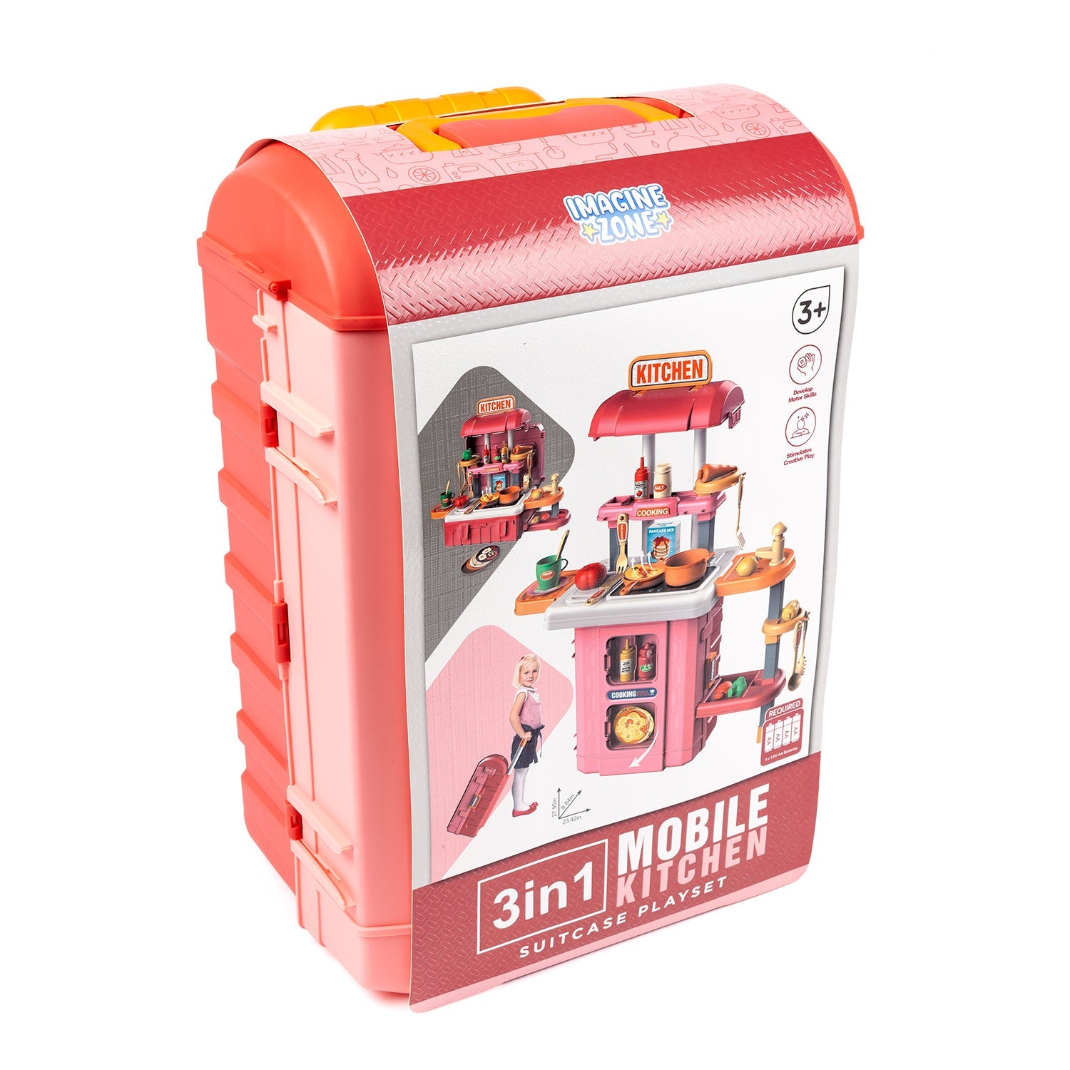 Set de juego 3 en 1 de cocina móvil con 49 piezas