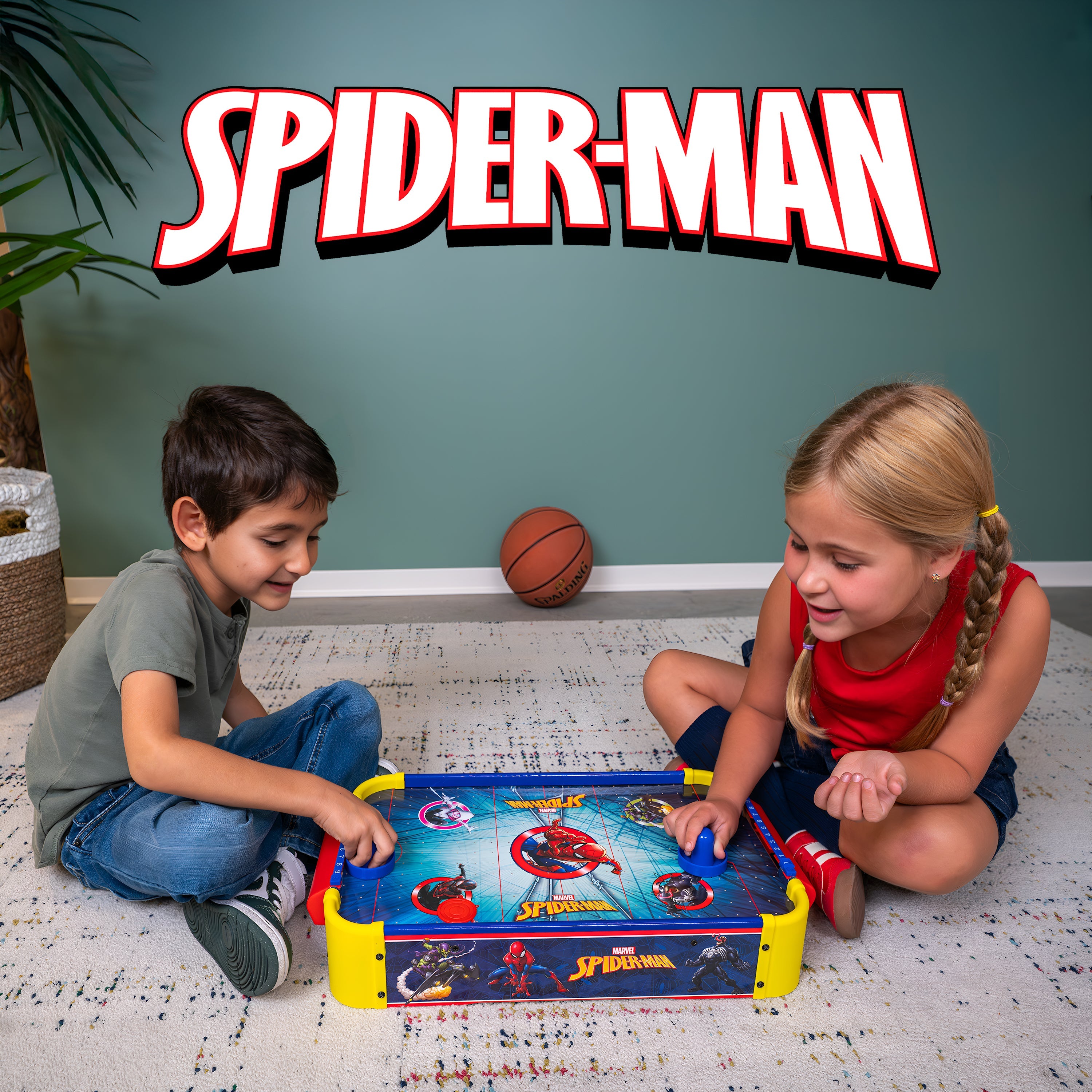 Spider-Man Hockey de aire electrónico de madera para mesa