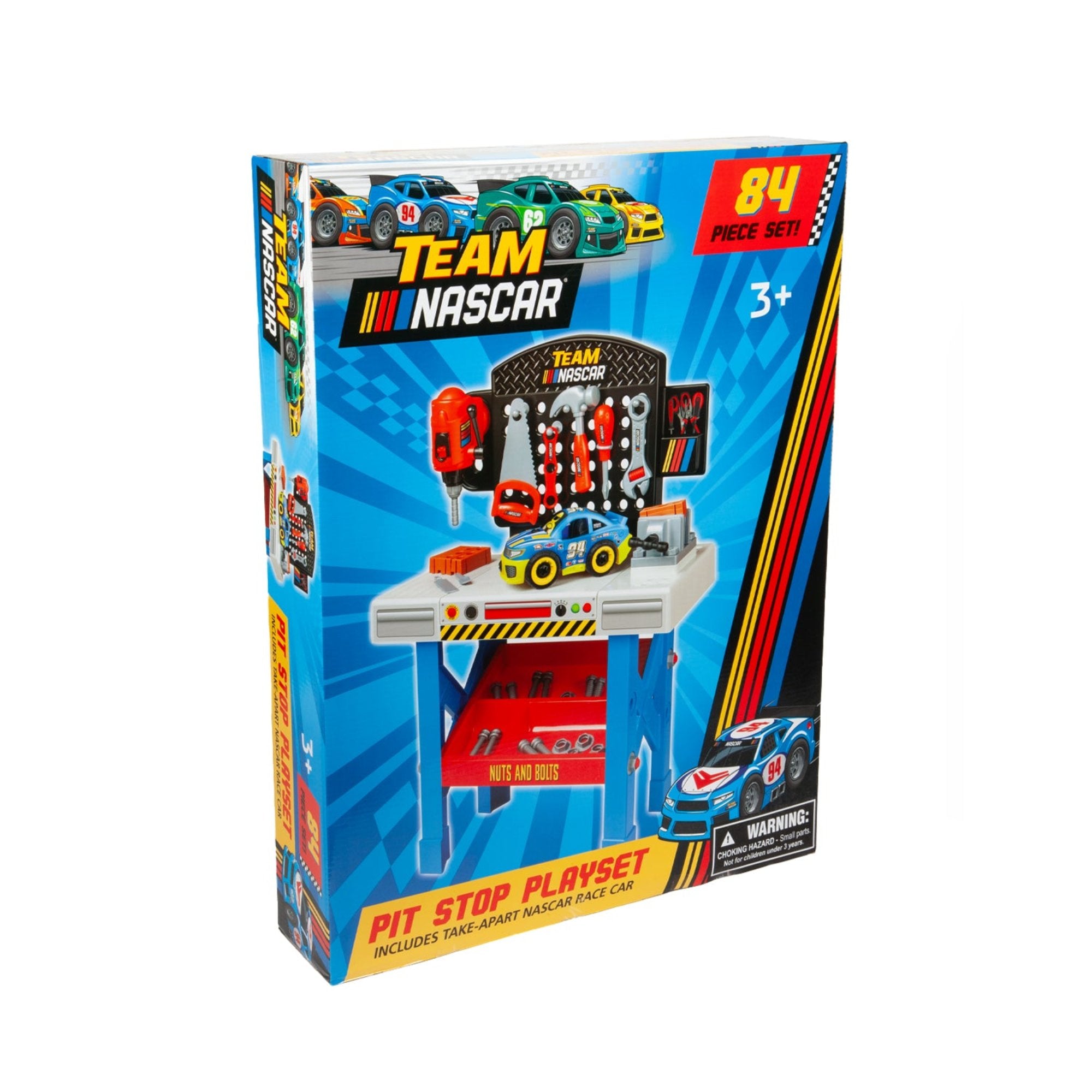 Team Nascar Pit Stop Playset with Take Apart Car (84 Pieces