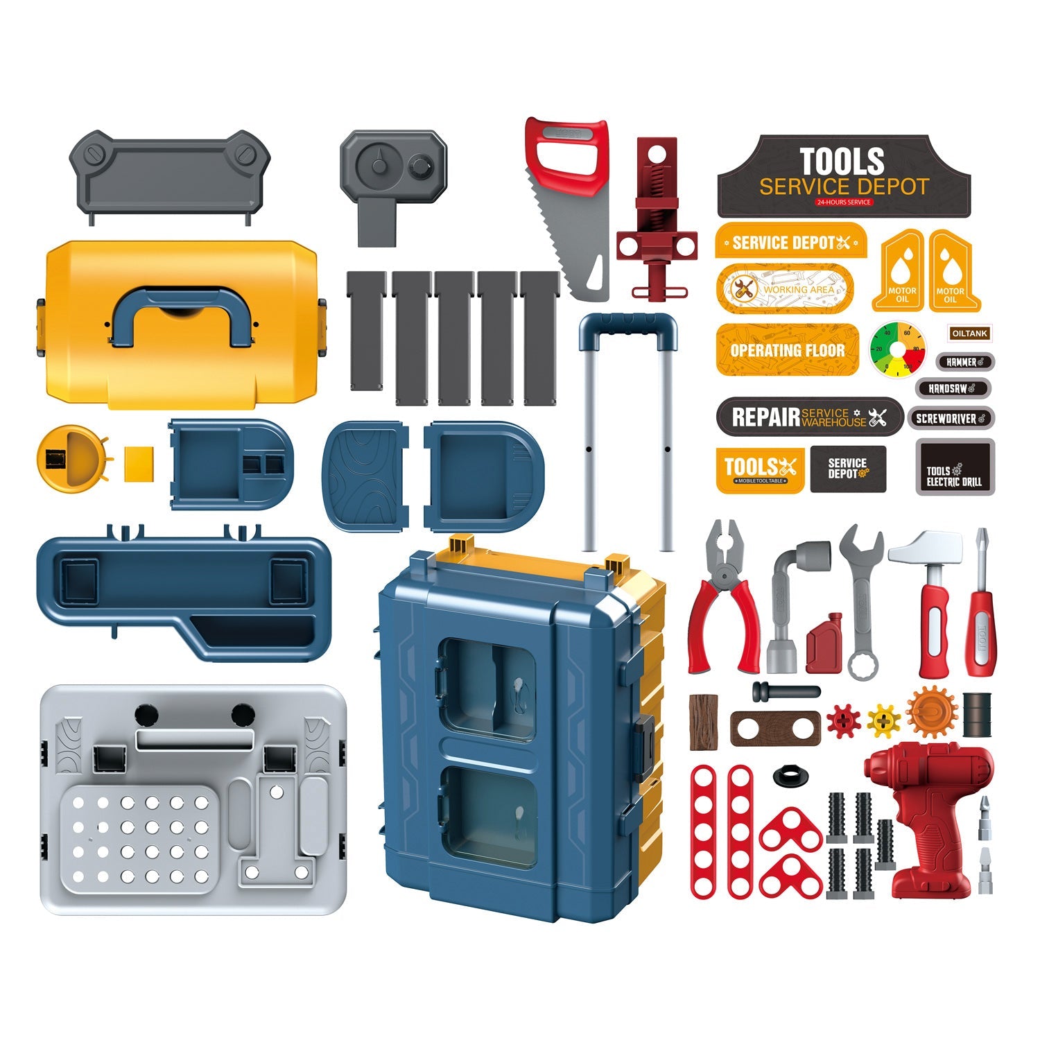 3in1 Mobile Tool Table Suitcase 46 Piece Playset – World Tech Toys