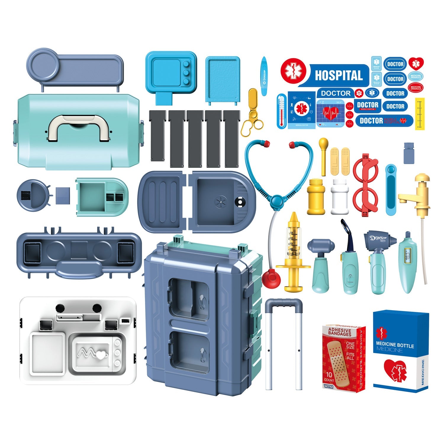 3in1 Mobile Hospital Suitcase 38 Piece Playset