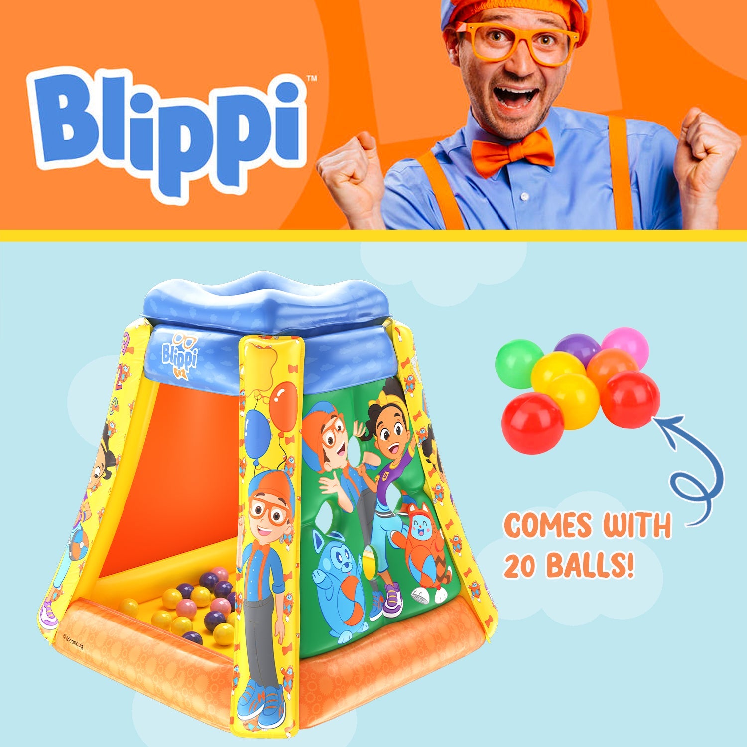 Tienda de piscina de bolas inflable de Blippi