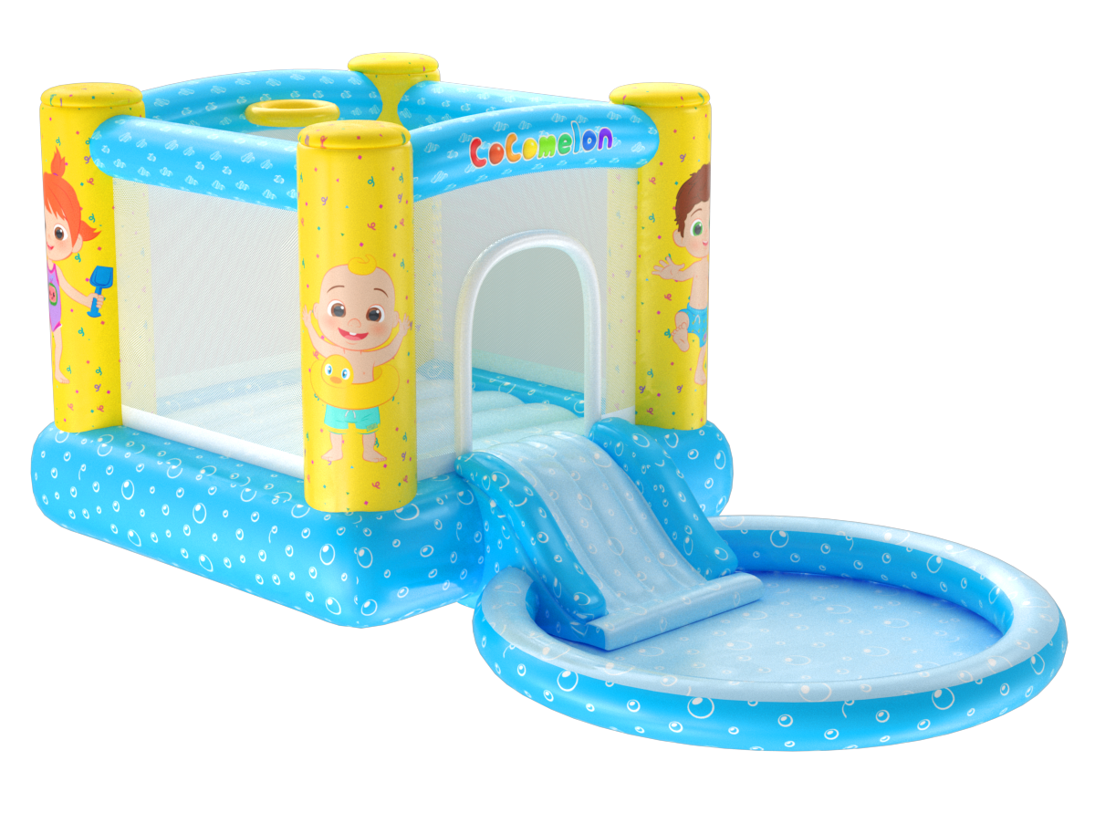 Casa Inflable con Tobogán y Piscina CoComelon (Incluye Bomba de Aire Eléctrica)
