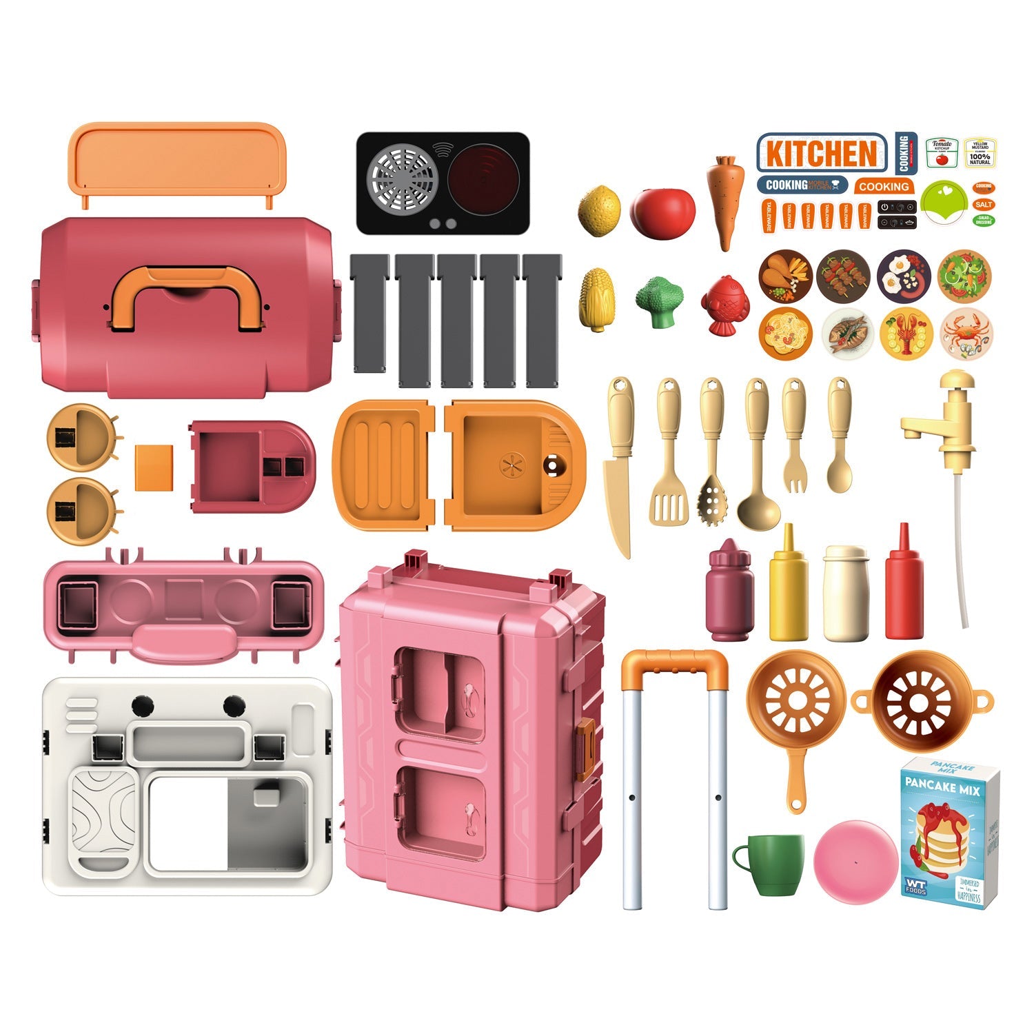 Set de juego 3 en 1 de cocina móvil con 49 piezas