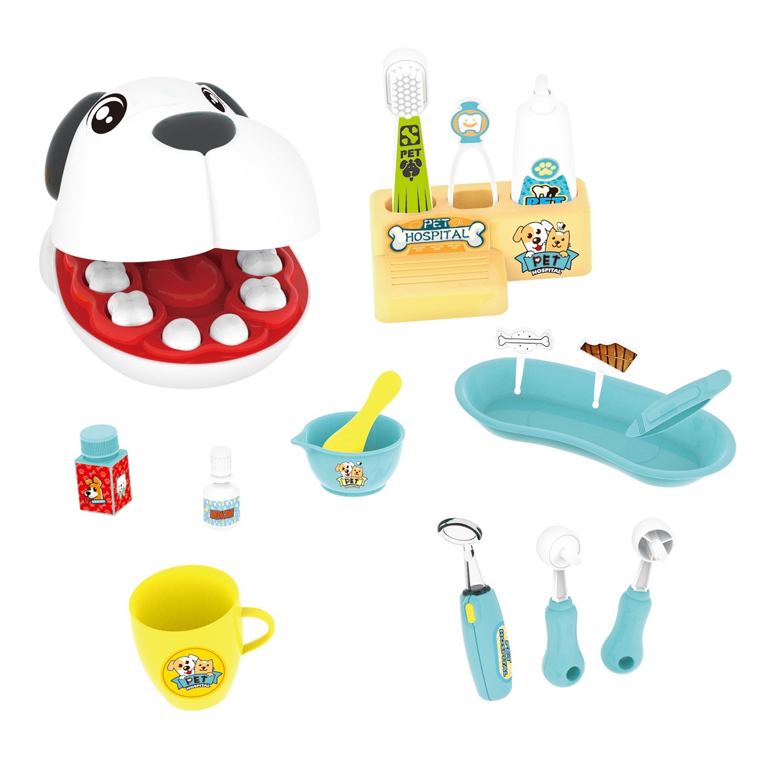 Juego de 17 piezas para dentista de mascotas, juguete para extracción y limpieza de dientes