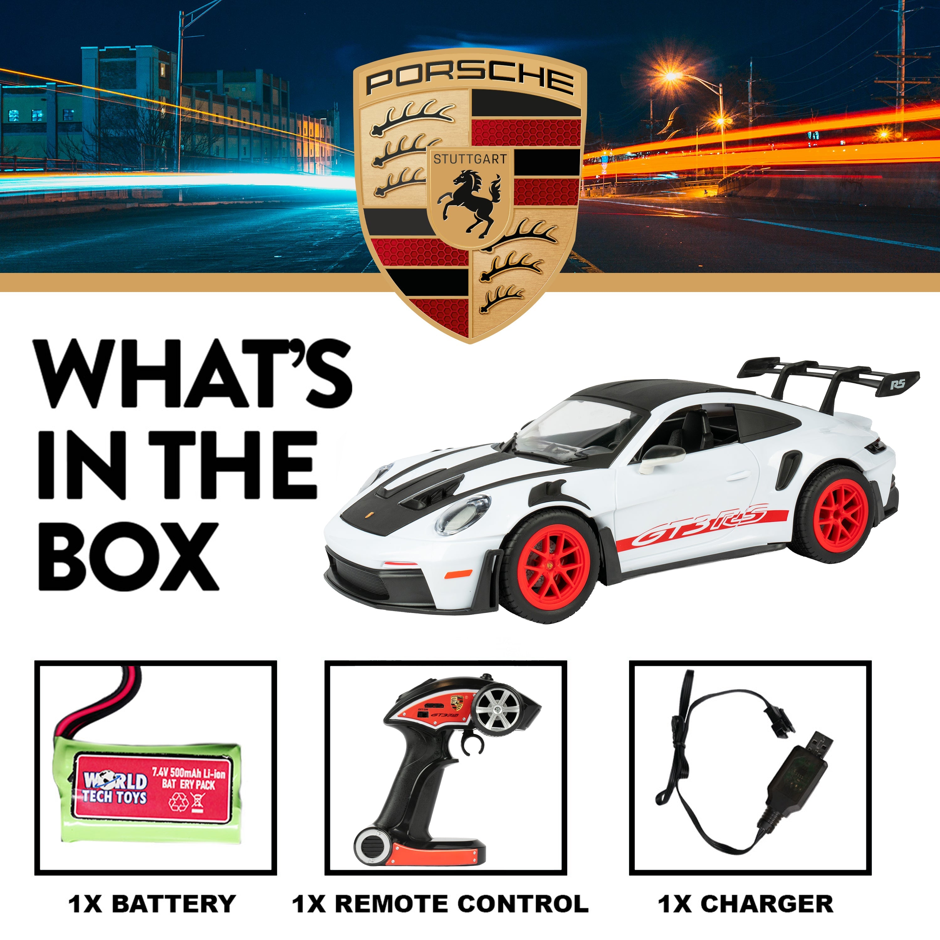 1:10 Porsche GT3 RS 2.4Ghz RC Car with Rechargeable Battery