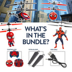 Spider-Man Flying Figure, Big Head, Heli Ball & Helicopter Bundle