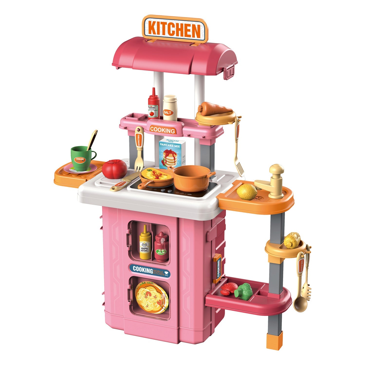 Set de juego 3 en 1 de cocina móvil con 49 piezas