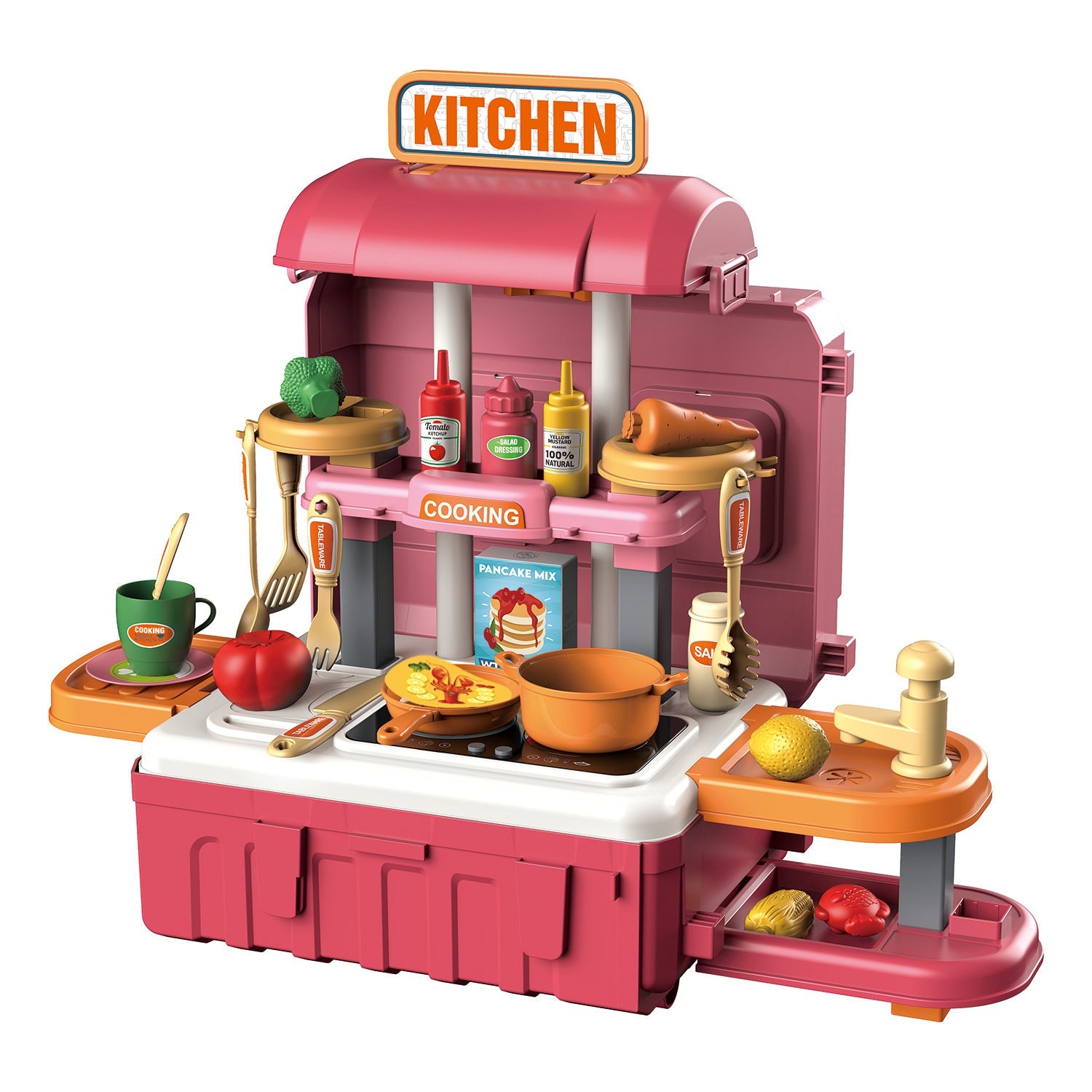 Set de juego 3 en 1 de cocina móvil con 49 piezas