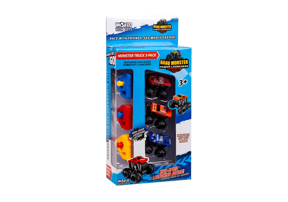 Lanzador de llaves de resorte Nano Monster Truck [paquete de 3]