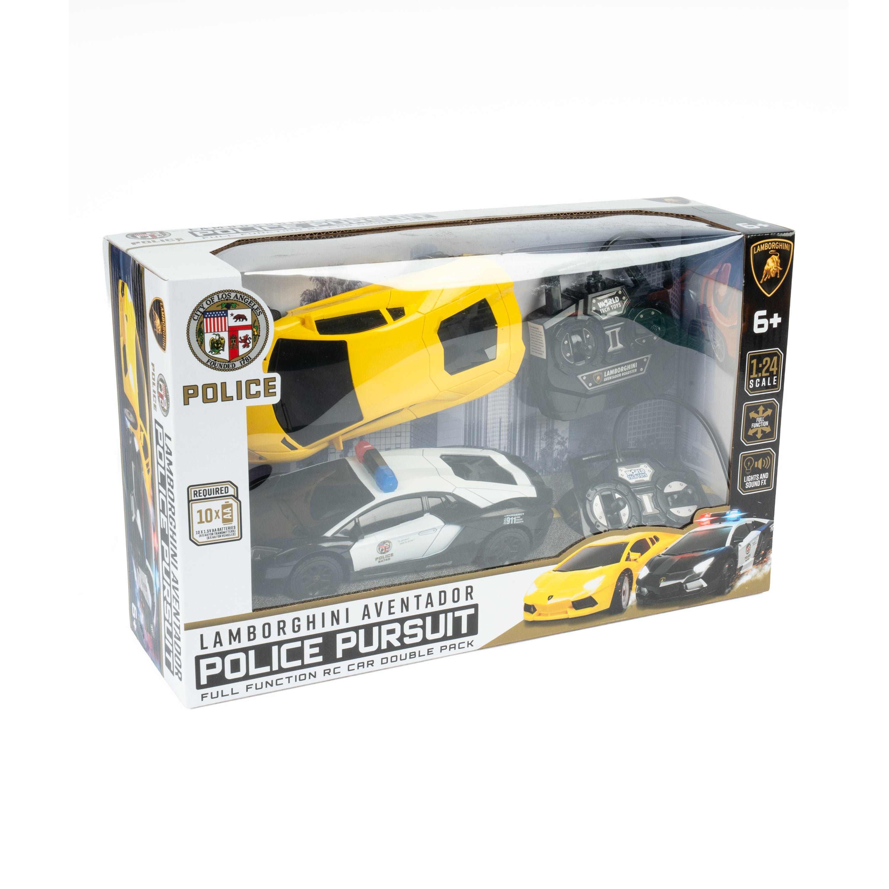 2 Pack - RC Lamborghini Aventador & LAPD Police Lamborghini Pursuit RC Set