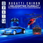 Bugatti Chiron RC Car & 3.5 Channel Gyro Helicopter Pursuit Set