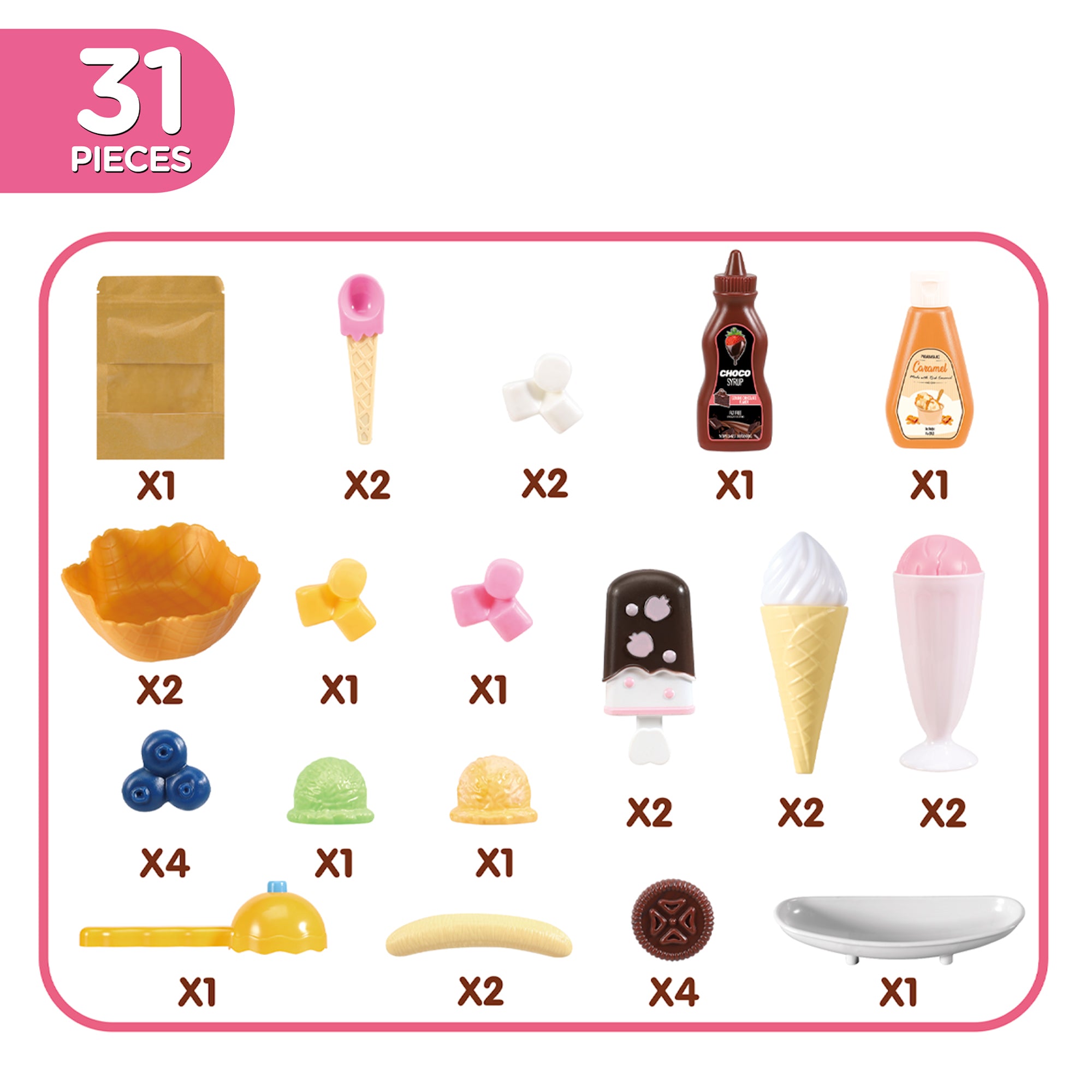 Pretend and Play Ice Cream Playset (31 Pieces)