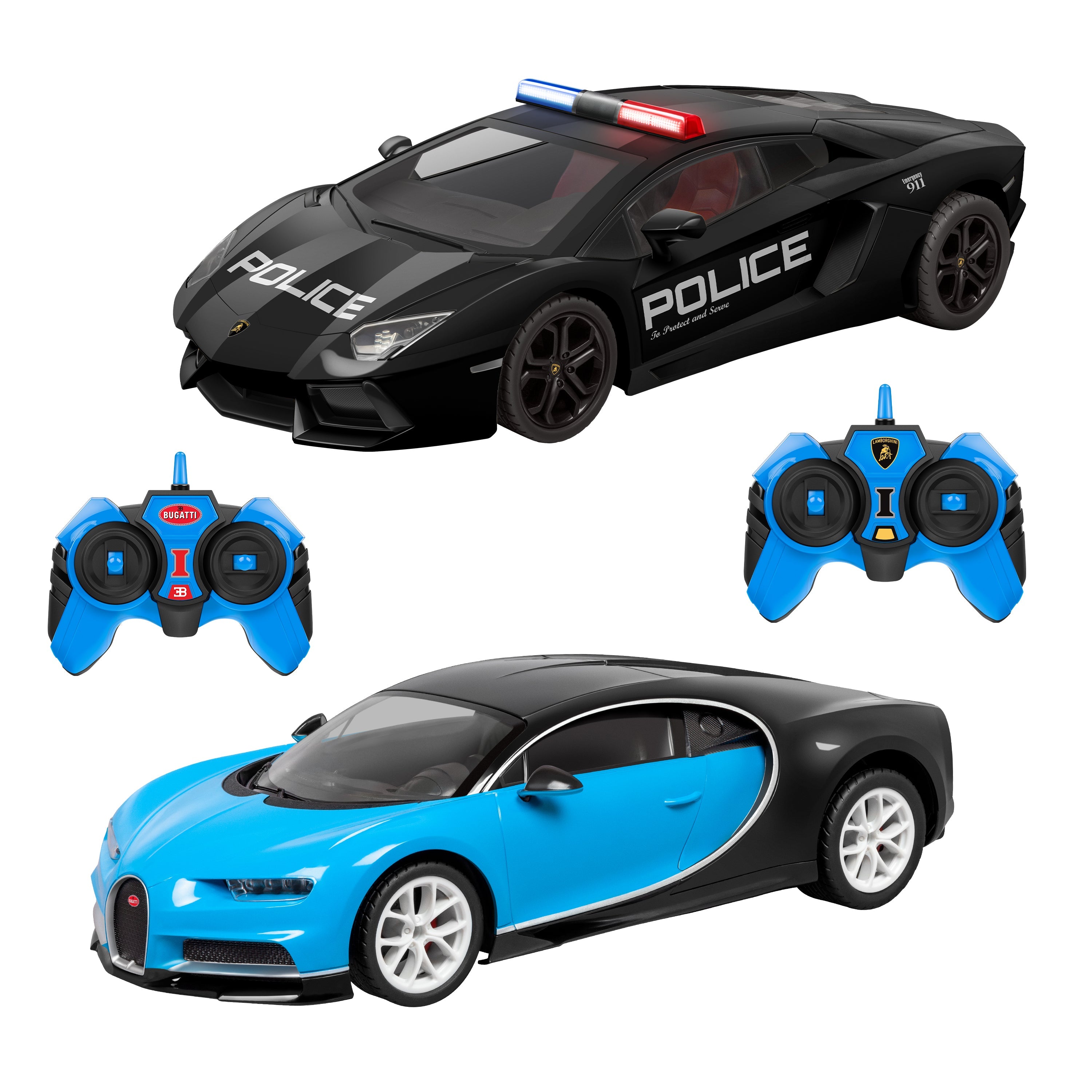 Persecución policial Bugatti Chiron y Lamborghini Aventador [1:14]