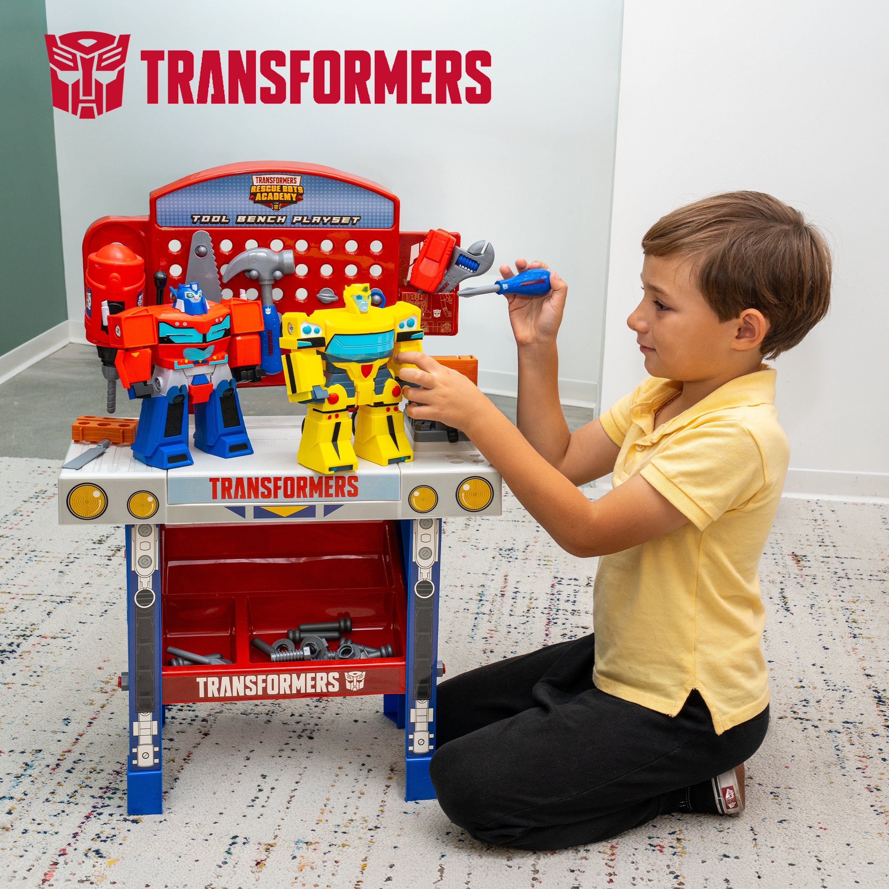 Transformers Rescue Bots Academy Tool Bench Playset with Take Apart Robots (68 Pieces)