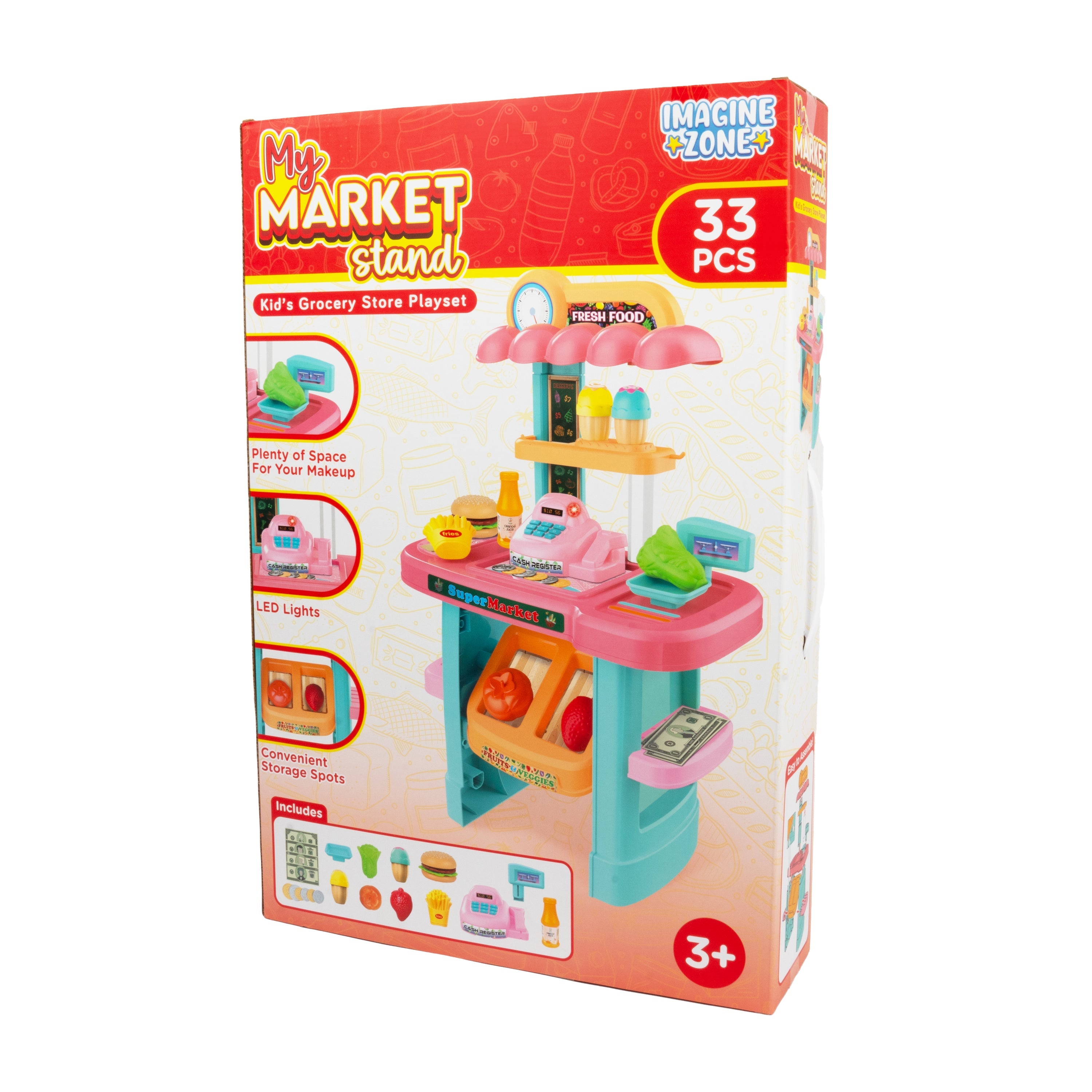 Mi puesto de mercado para niños, juego de supermercado (33 piezas)
