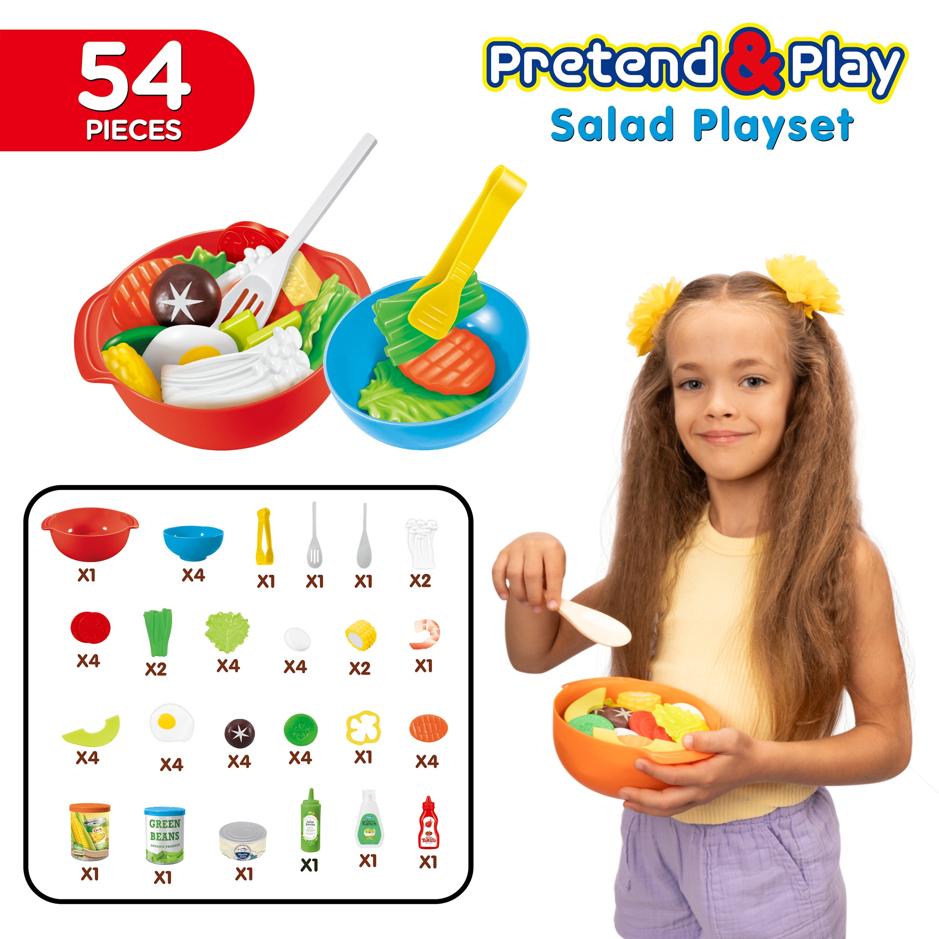 Pretend and Play Salad Playset (54 Pieces)