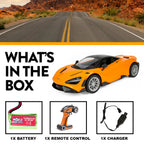 Coche RC McLaren 765LT 1:10 de 2,4 GHz con batería recargable