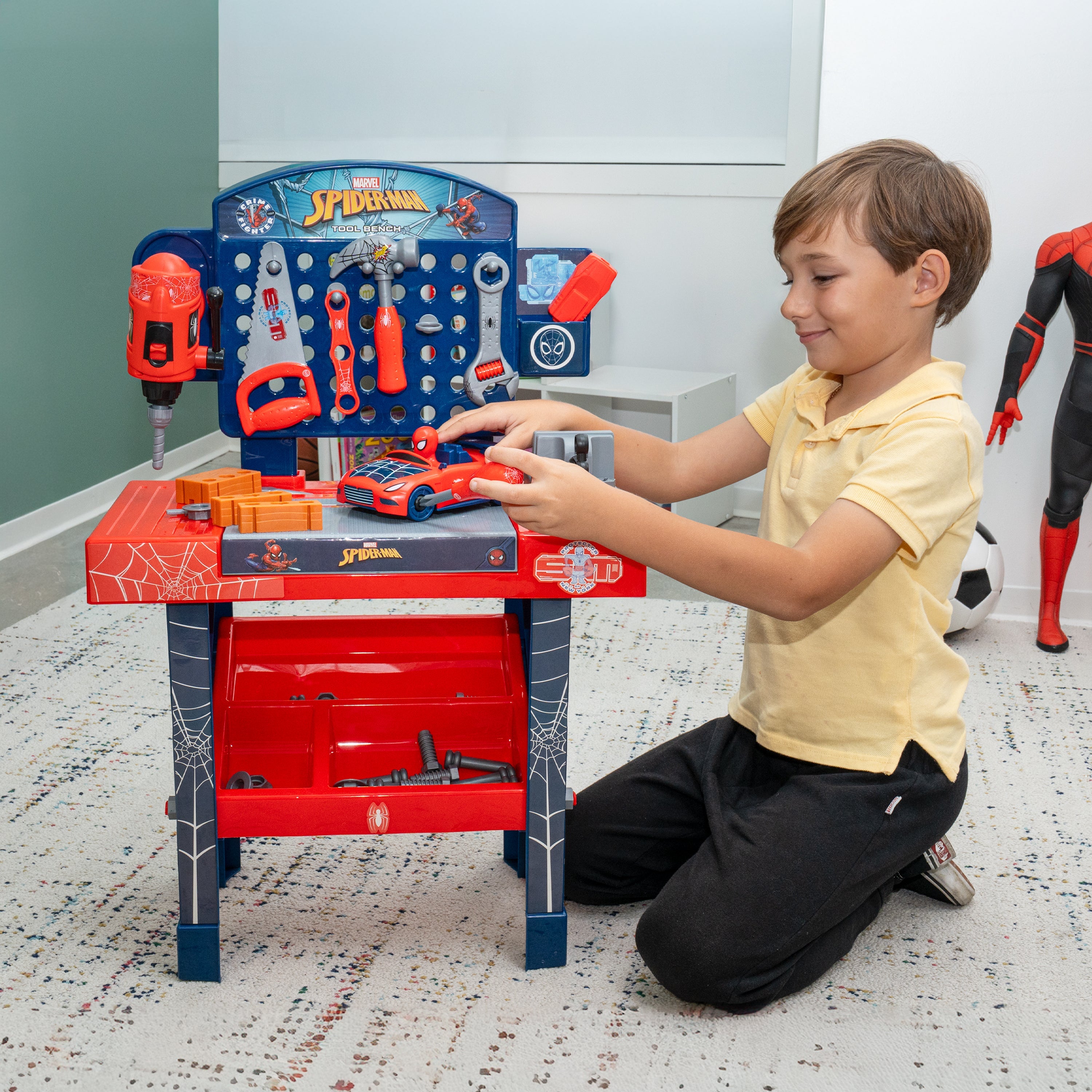 Spider-Man & Spidey Tool Bench Playsets with Take Apart Car (55 Pieces)