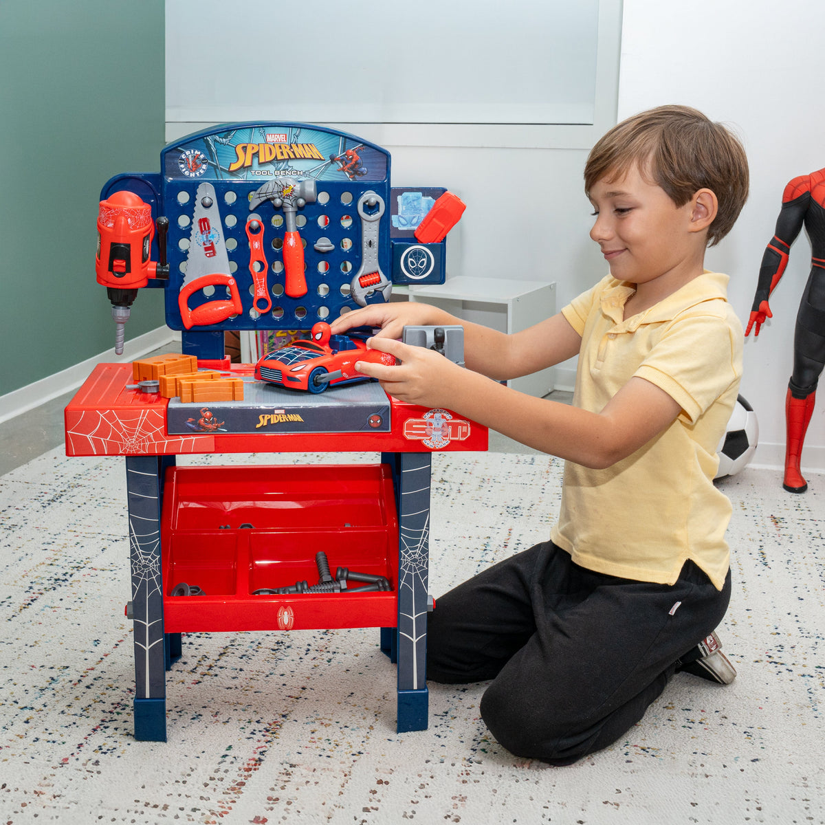 Spider-Man Tool Bench Playset & Air Hockey Bundle